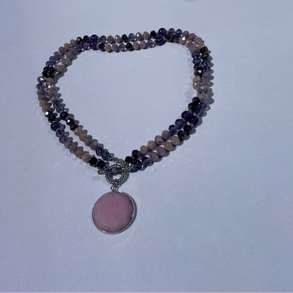 Susan Graver Convertible Toggle Necklace Purple - Picture 3 of 7